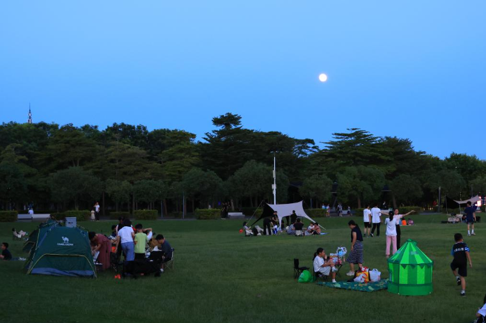 游客在深圳湾公园露营赏月。.png 游客在深圳湾公园露营赏月。.png